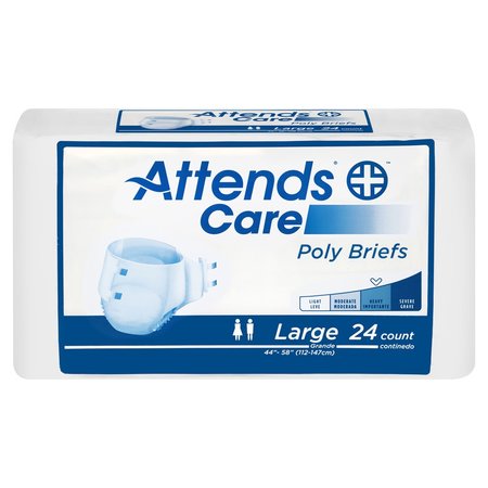 ATTENDS Care Incontinence Brief L Poly Briefs, Heavy, PK 72 BR30